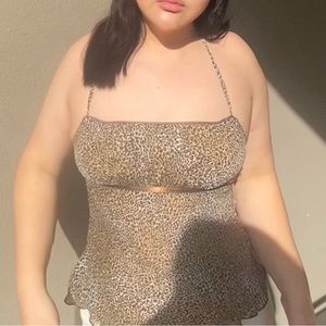 Y2K cheetah print backless tank top